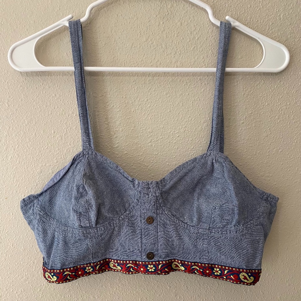 100% Cotton Sweetheart Neckline Strappy Crop Top Sz 14